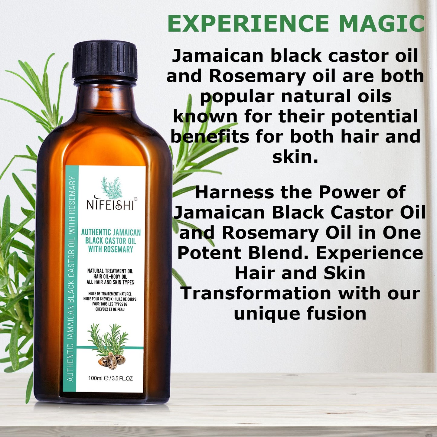 Jamaican Black Castor Oil and Rosemary Oil Blend For Hair Growth & Skin Care 100ml