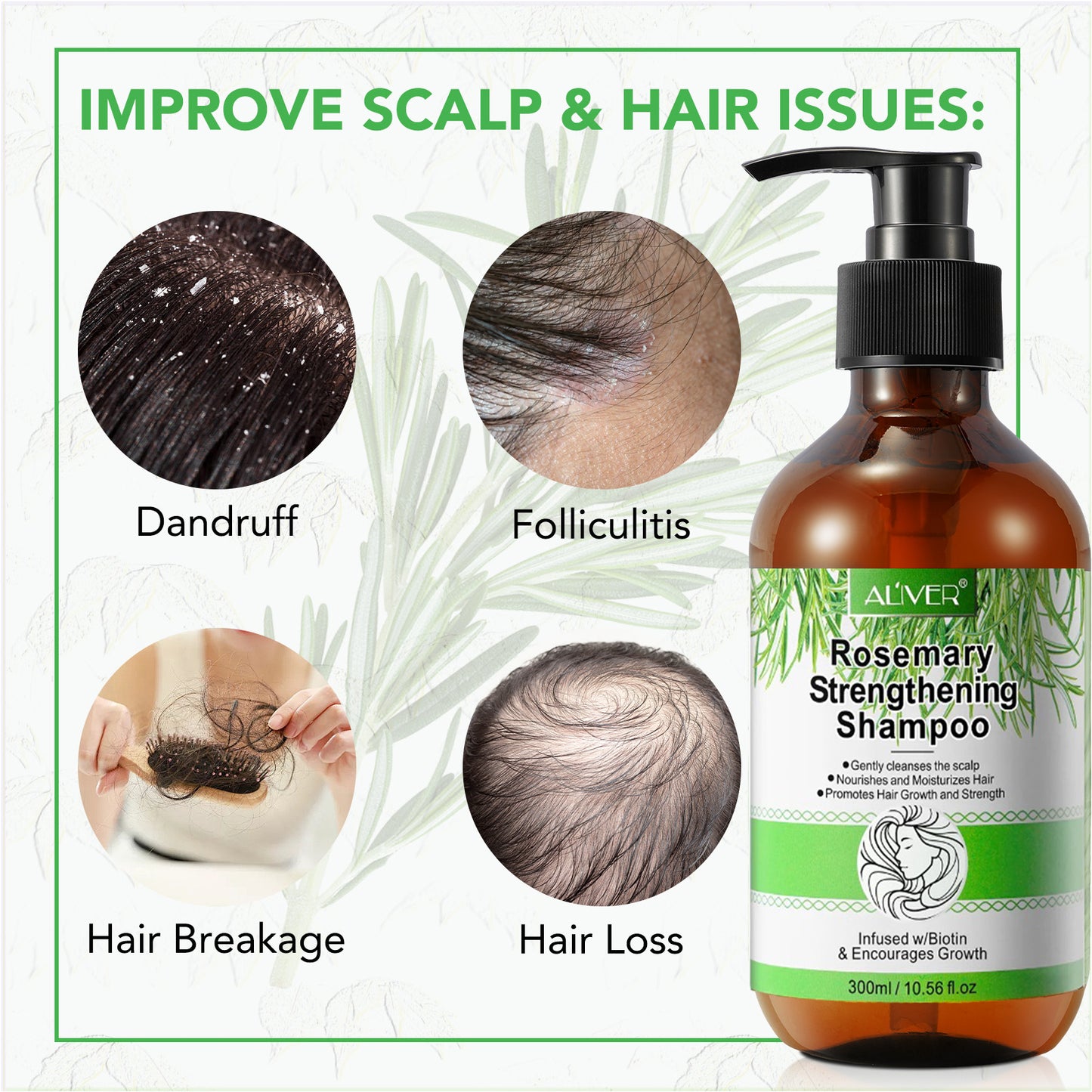 Aliver Rosemary Shampoo with Infused Biotin and Castor oil Hair Growth Treatment