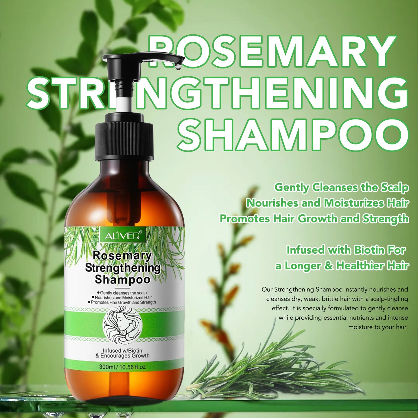 Aliver Rosemary Shampoo with Infused Biotin and Castor oil Hair Growth Treatment