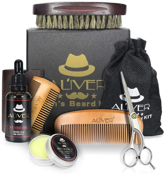 Aliver 6 pieces Beard Growth Grooming & Trimming Care Kit for Men