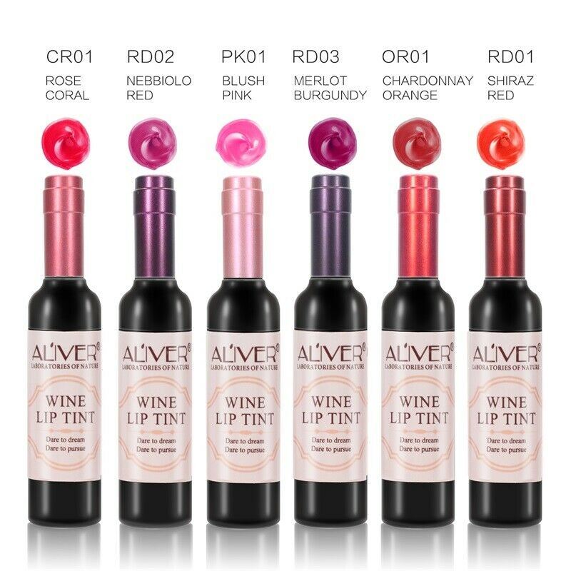 Aliver Wine Lip Tint, Waterproof Non-Stick Liquid Matte Wine Lip Gloss - 6 Colors Pack