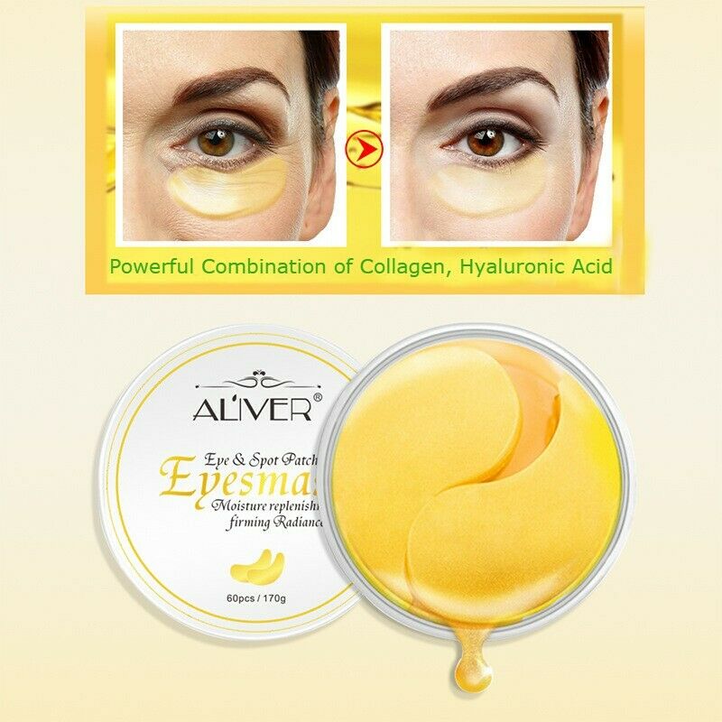 Aliver Under Eye Collagen Gold Eye Mask Patches Treatment for Dark Circles, Eye Bags, Puffy Eyes 60pcs pack