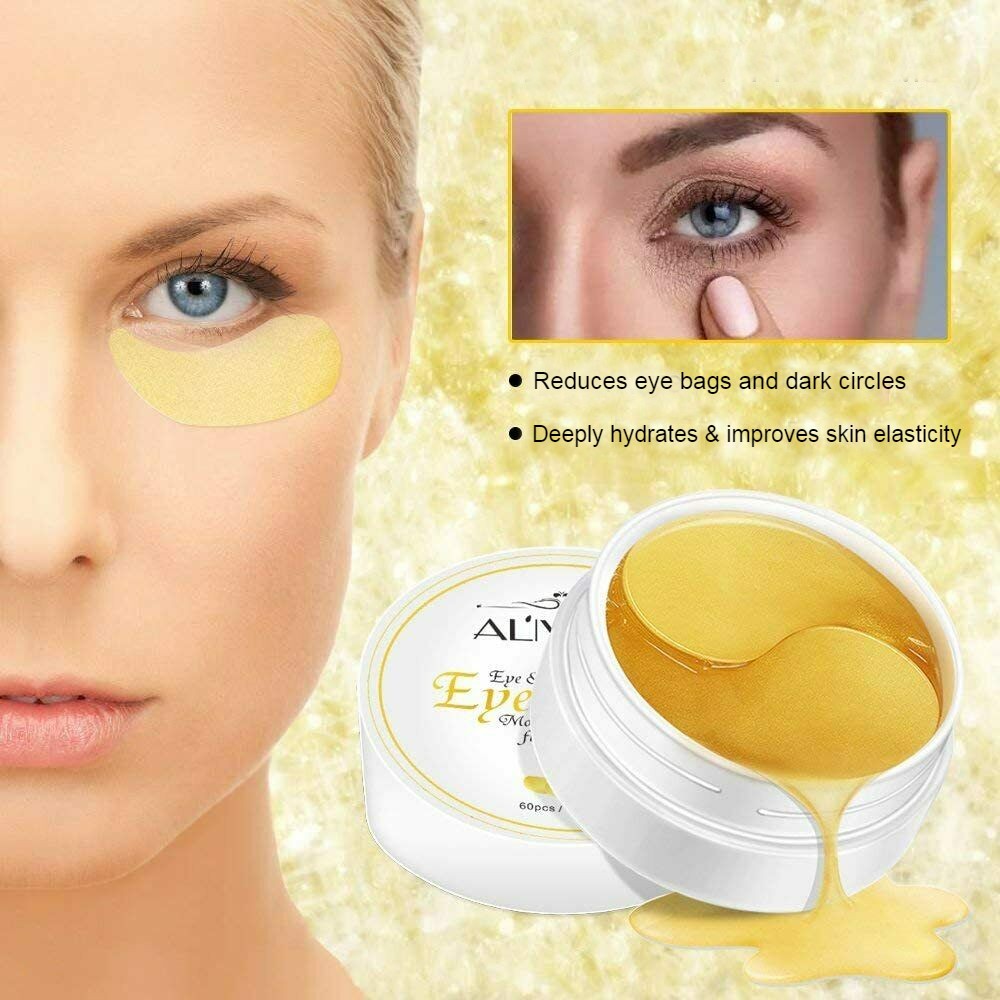 Aliver Under Eye Collagen Gold Eye Mask Patches Treatment for Dark Circles, Eye Bags, Puffy Eyes 60pcs pack