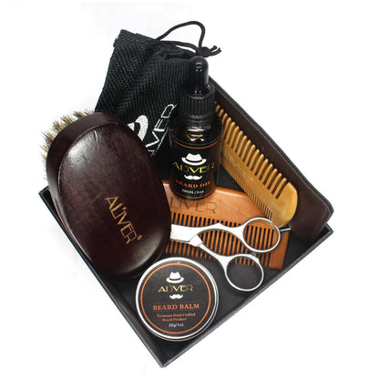 Aliver 6 pieces Beard Growth Grooming & Trimming Care Kit for Men