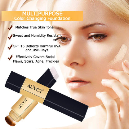 Aliver 2 in 1 Colour Changing Concealer Foundation True Match Skin Tone Makeup