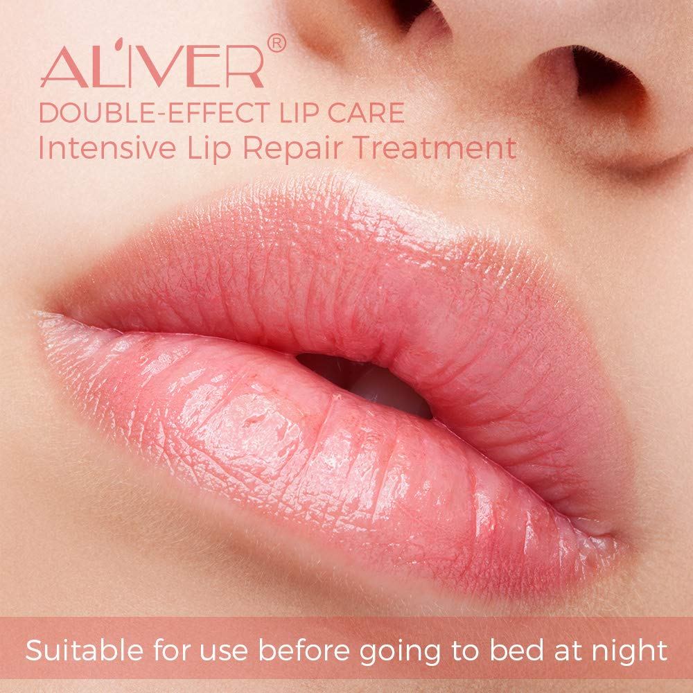 Aliver Double-Effect Lip Sleep Mask with Collagen Peptide, Lip Mask & Lip Scrub Intensive Moisturizing Lip Repair Treatment