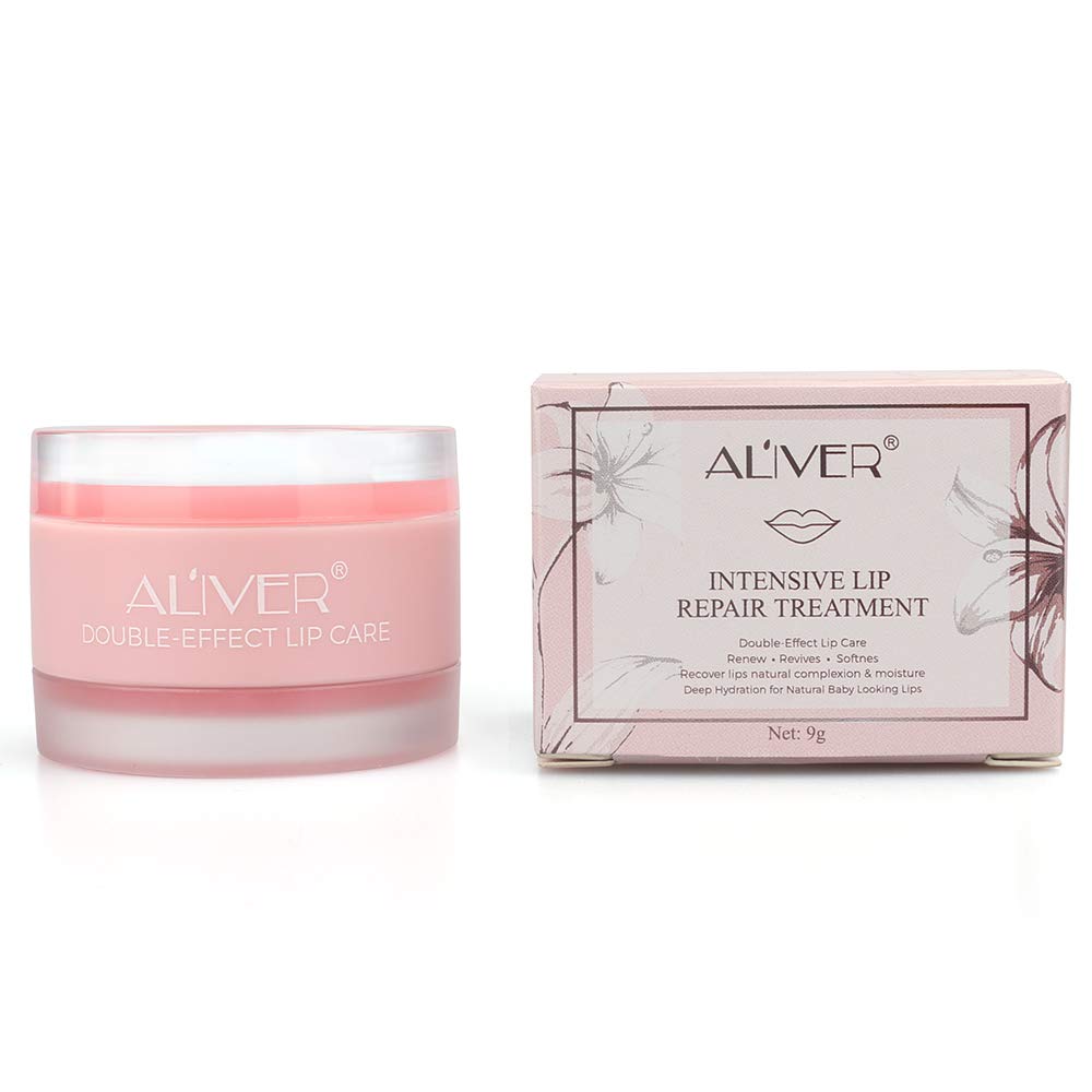 Aliver Double-Effect Lip Sleep Mask with Collagen Peptide, Lip Mask & Lip Scrub Intensive Moisturizing Lip Repair Treatment