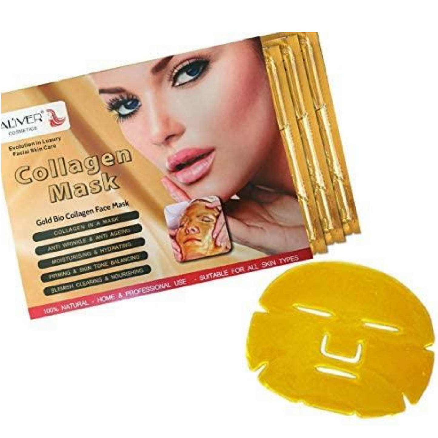 Aliver Gold Bio Collagen Face Mask - Pack of 5