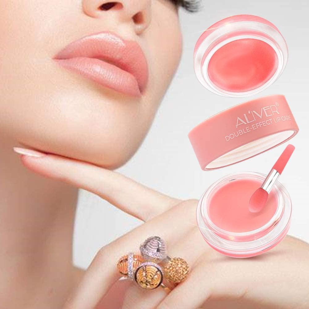 Aliver Double-Effect Lip Sleep Mask with Collagen Peptide, Lip Mask & Lip Scrub Intensive Moisturizing Lip Repair Treatment