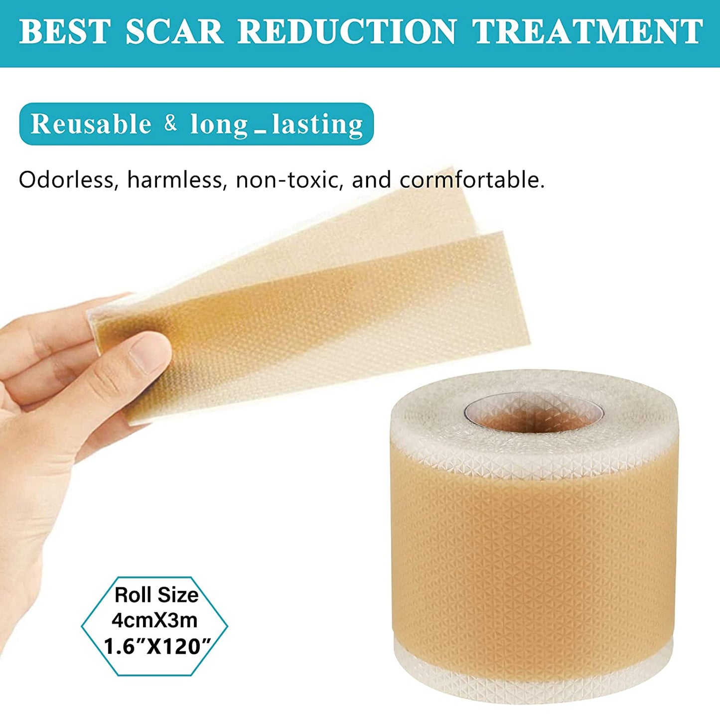 Aliver Scar Removal Treatment Tape for for Scars Caused by Surgery, C-Section, Burns, Acne, Keloid and Stretch Marks