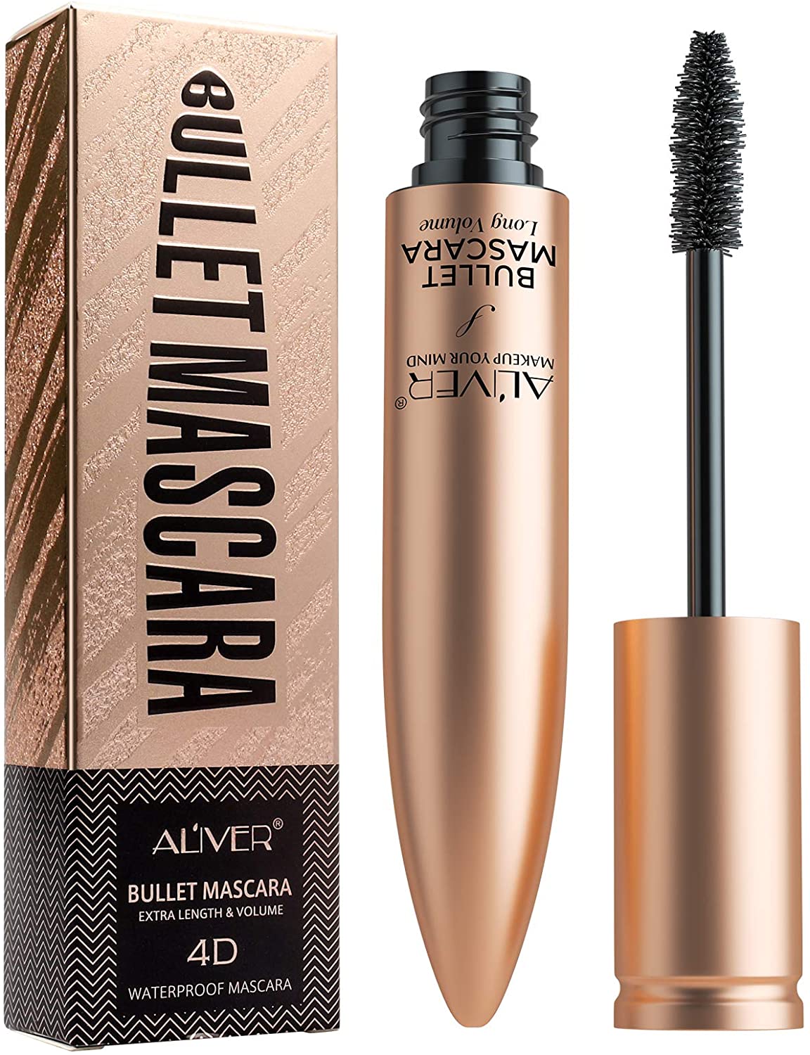 Aliver Bullet Mascara Black, Voluminous Makeup False Lash Effect Mascara