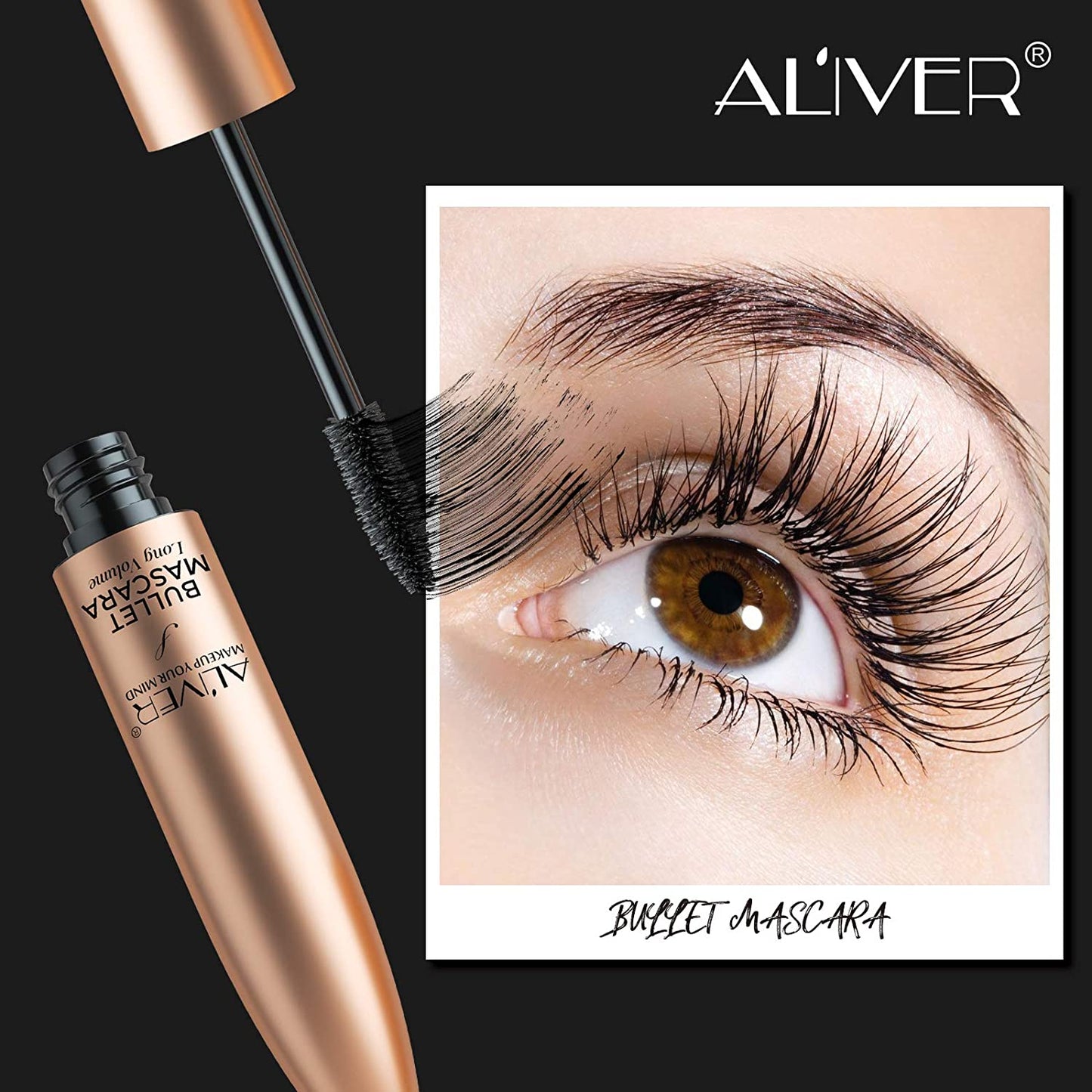 Aliver Bullet Mascara Black, Voluminous Makeup False Lash Effect Mascara