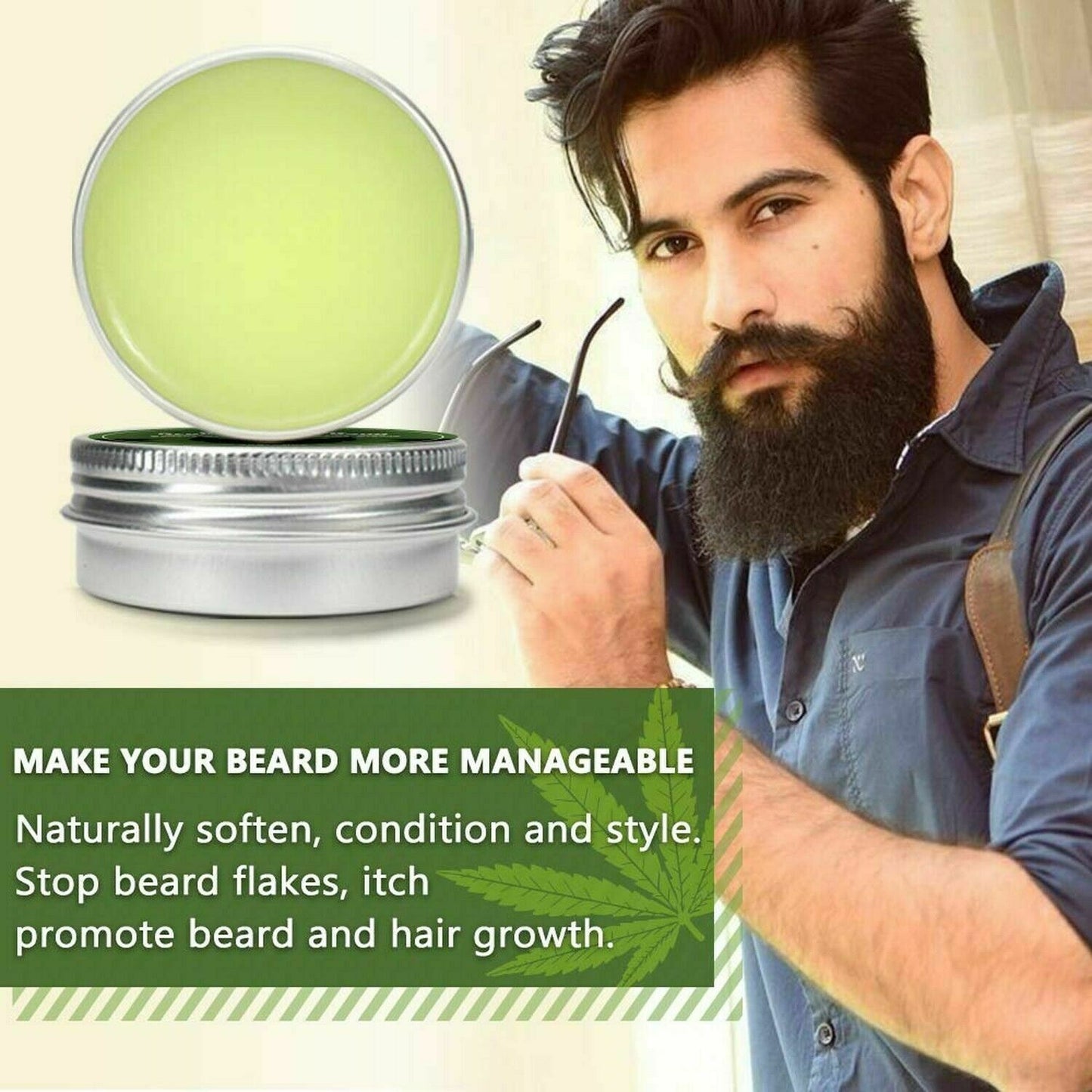 Aliver Natural Beard & Hair Growth Balm Wax Softens Condition and Promotes Natural and Health Beard Hair Growth