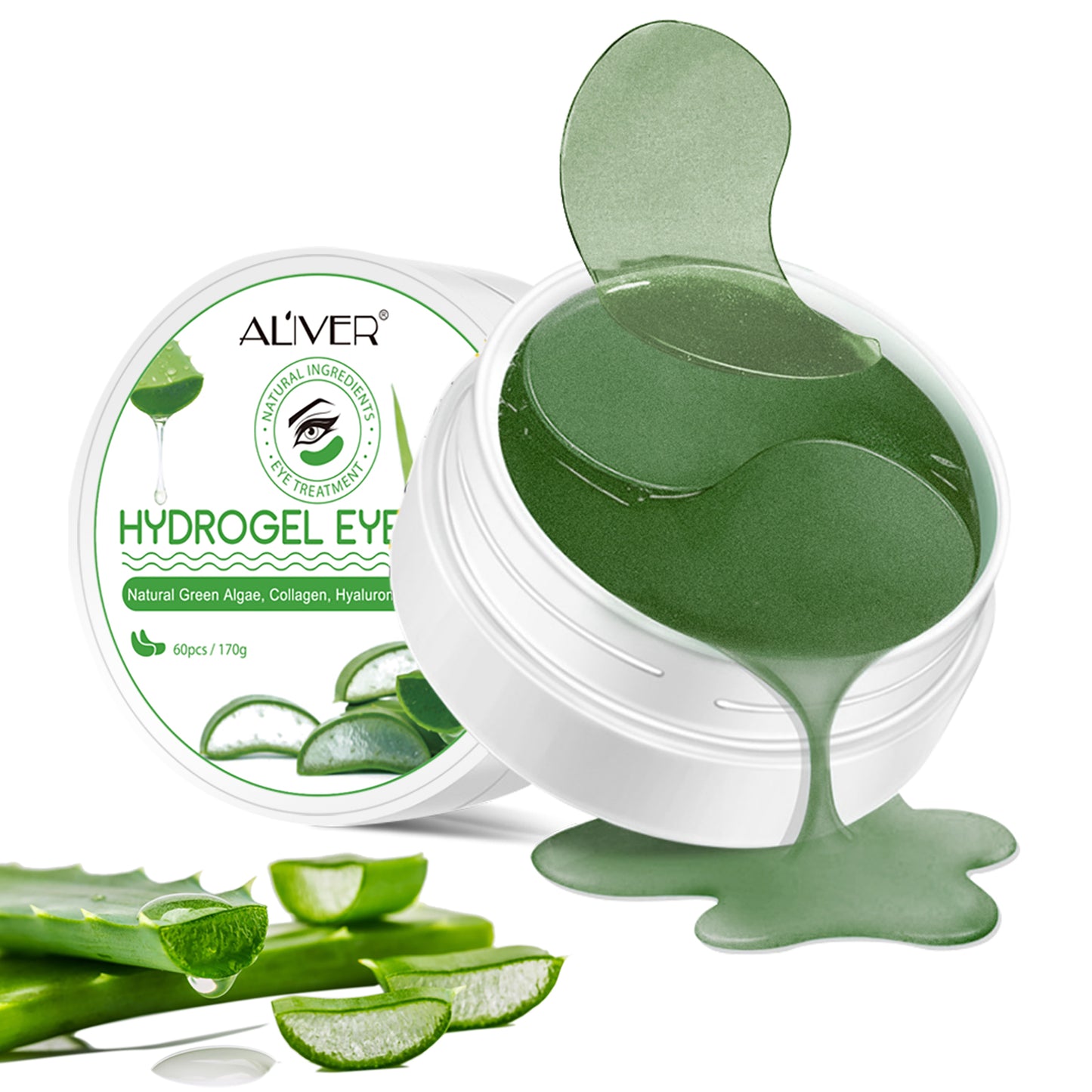 Aliver Under Eye Hydrogel Collagen & Aloe Vera Mask Patches Under Eye Treatment for Dark Circles, Eye Bags, Fine Lines - 60pcs Pack