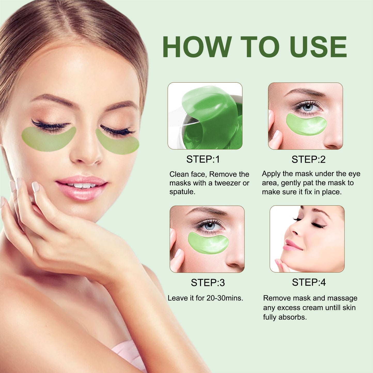 Aliver Under Eye Hydrogel Collagen & Aloe Vera Mask Patches Under Eye Treatment for Dark Circles, Eye Bags, Fine Lines - 60pcs Pack