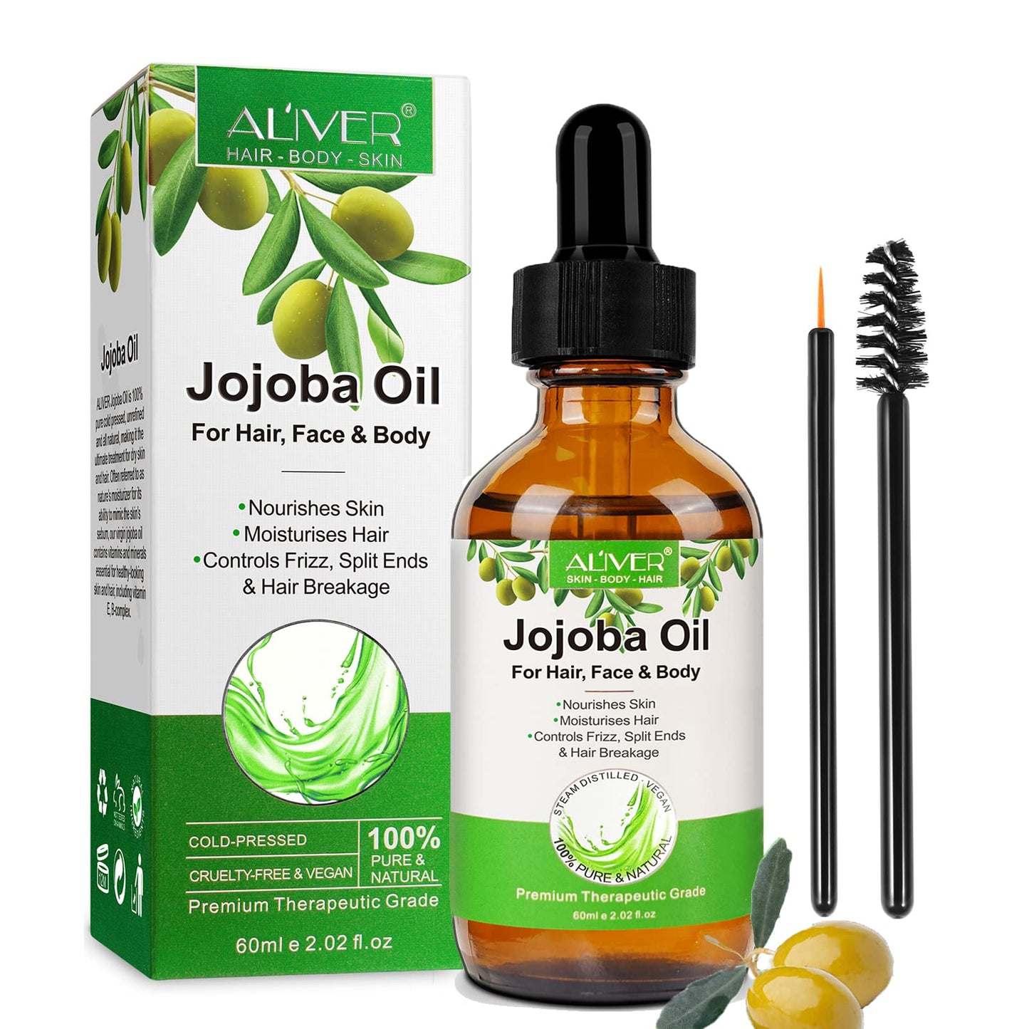 Aliver Jojoba Oil Deeply Moisturizing Anti-Aging Oil for Skin Hair and Nails