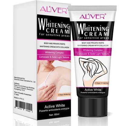 Aliver Natural Private Parts Whitening Lightening Skin Cream for Intimate Body Parts Underarm Bikini Legs Nipples