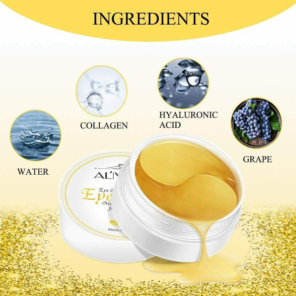 Aliver Under Eye Collagen Gold Eye Mask Patches Treatment for Dark Circles, Eye Bags, Puffy Eyes 60pcs pack