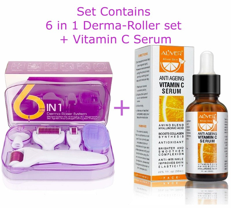 skal med sig Fatal Aliver 6 in 1 Derma Roller Microneedle Set + Aliver Vitamin C Serum Sk –  Aliver® Cosmetics