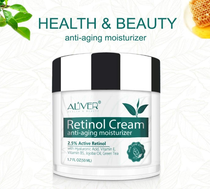 Aliver Retinol Day & Night Cream for Face, Neck & Décolleté with 2.5% Active Retinol + Hyaluronic Acid, Aloe & Green Tea