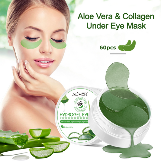 Aliver Under Eye Hydrogel Collagen & Aloe Vera Mask Patches Under Eye Treatment for Dark Circles, Eye Bags, Fine Lines - 60pcs Pack