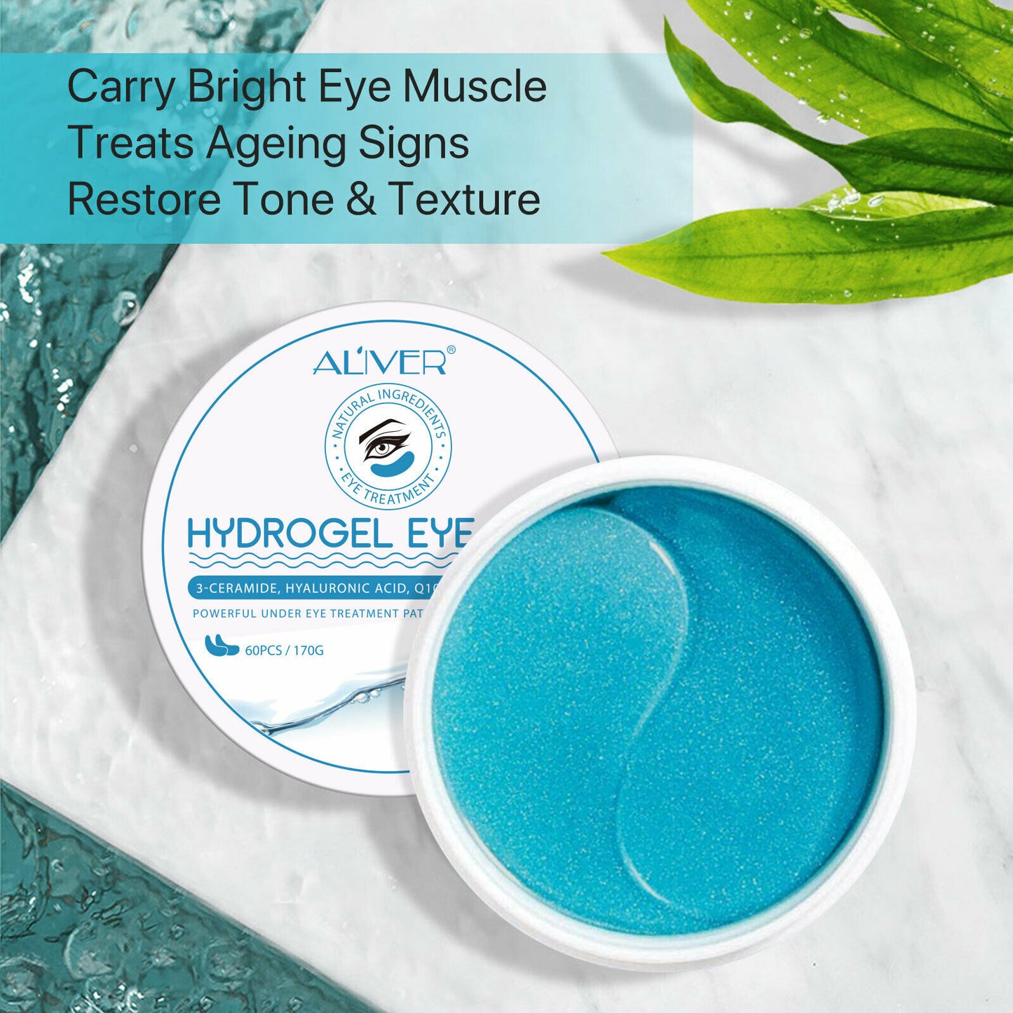 Aliver Hydrogel Hyaluronic & Retinol Mask Patches Under Eye Treatment Deeply Hydrates and Rejuvenates Under Eye Skin - 60pcs Pack